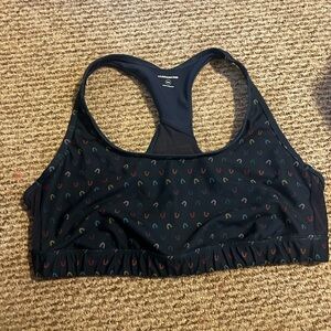 Humankind Blue Sports Bra Swim Top with Colorful Accents